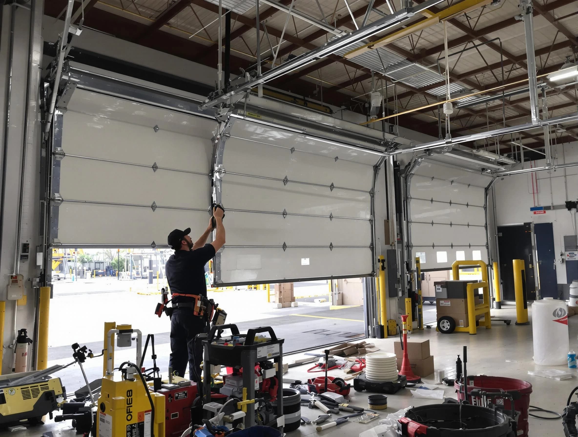 Brockton Garage Door Repair technician performing commercial garage door repair in Brockton