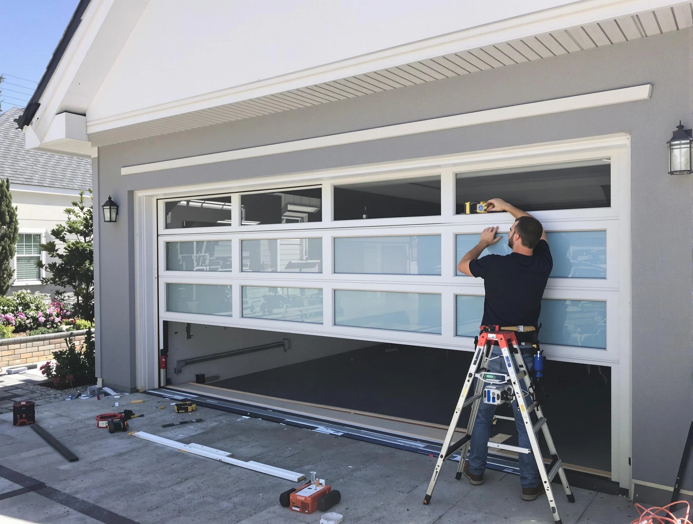 Brockton Garage Door Repair team performing garage door replacement in Brockton