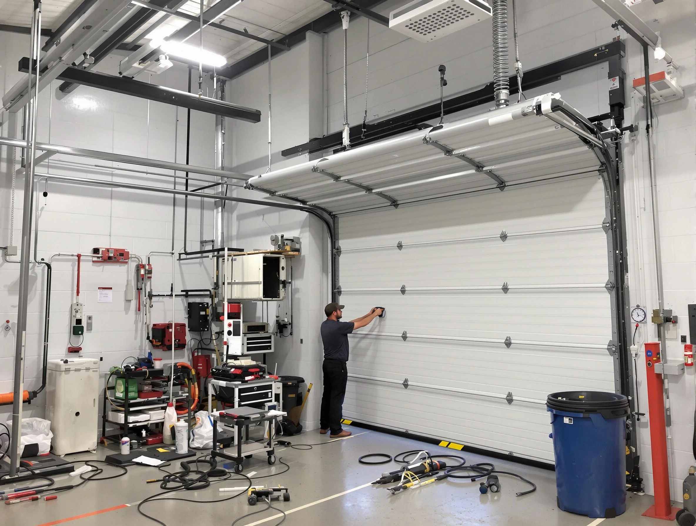 Brockton Garage Door Repair certified technician performing commercial door repair at a Brockton business facility