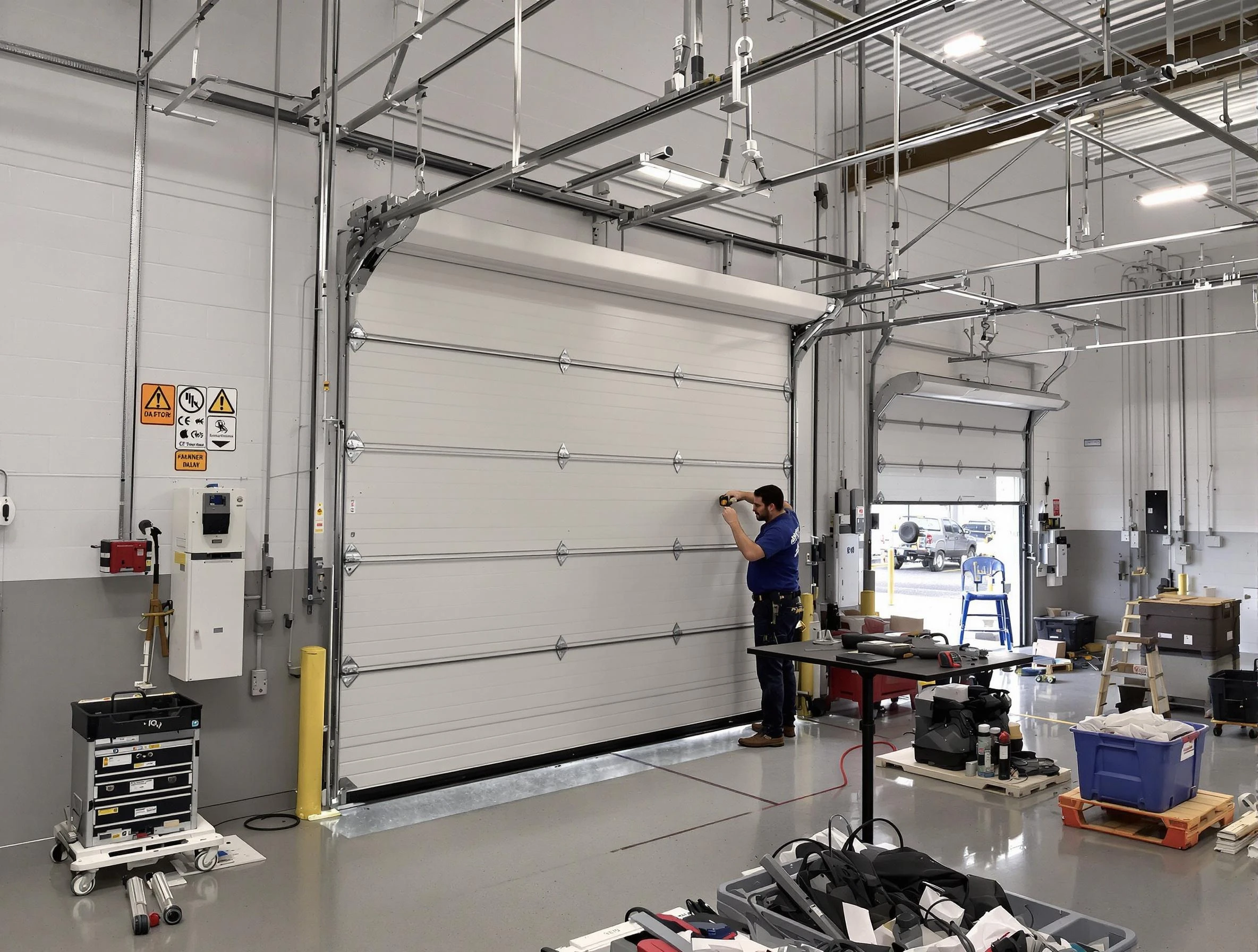 Commercial garage door repair being performed by Brockton Garage Door Repair expert in Brockton