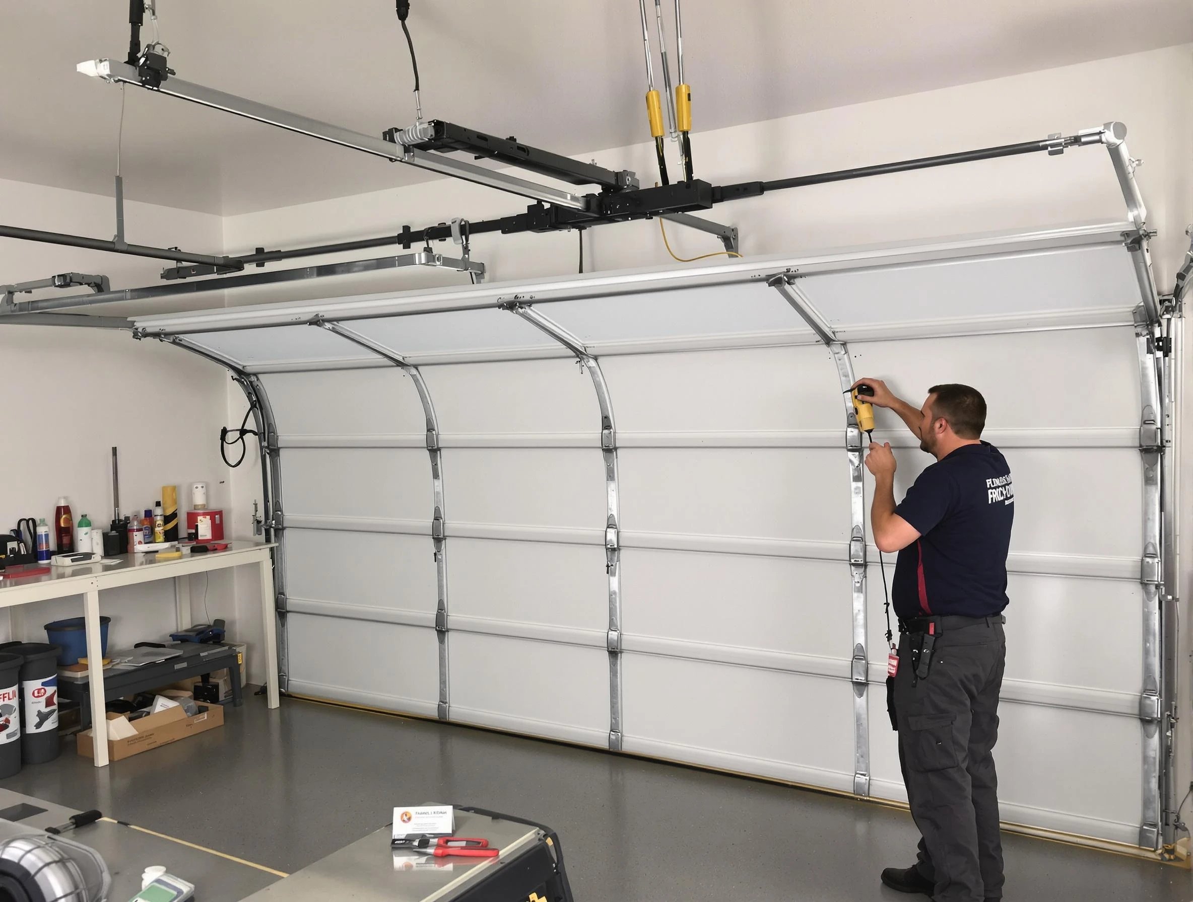 Brockton Garage Door Repair certified technician performing overhead door system repair in Brockton